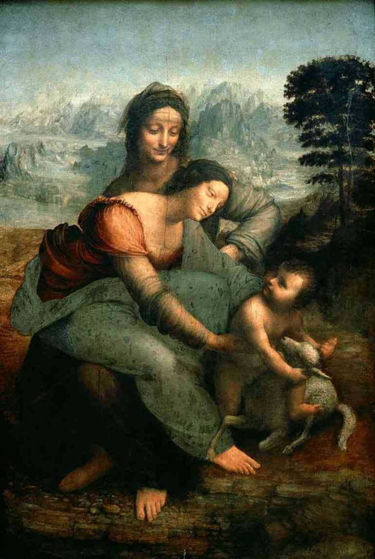 Leonardo Da Vinci - La vergine sant'Anna e il bambino con agnello