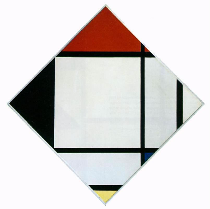 Piet Mondrian - Lozenge composition with red black blue and yellow